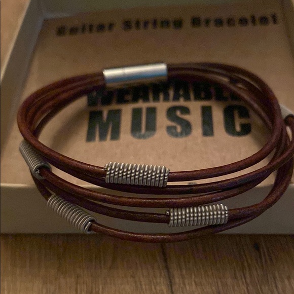Brown and Silver Leather Bracelet - Picture 3 of 9